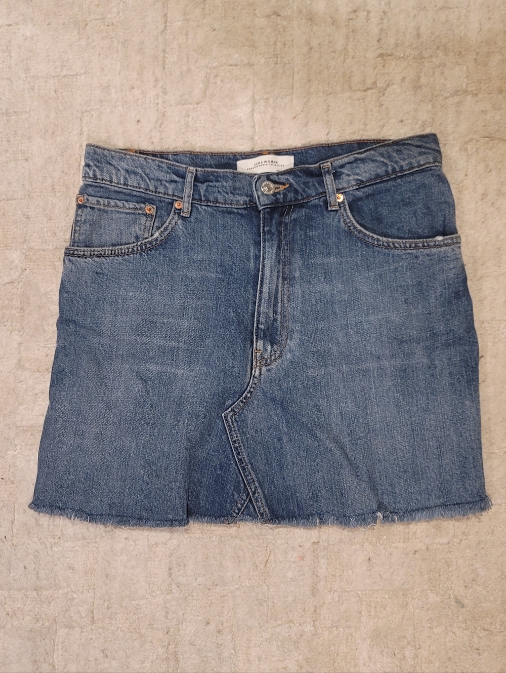ZARA WOMAN Blue Denim Jean Mini Skirt Size M